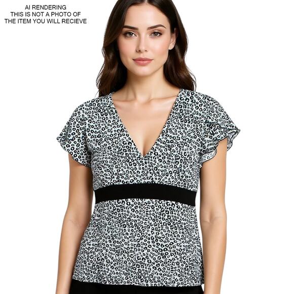 Susan Lawrence Top Leopard Y2K Retro boho Safari Statement Animal Black White XL - Picture 6 of 6